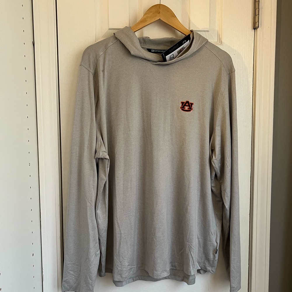 NWT Cutter & Buck Auburn Official Gray Long Sleeve Hoodie Pullover Sz XL